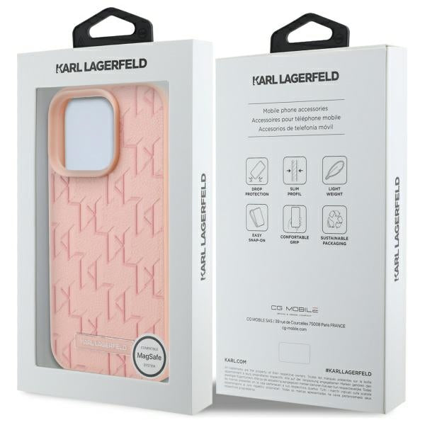 Funda MagSafe para Apple iPhone 16 Pro, Karl Lagerfeld, Hot Stamp, Rosa