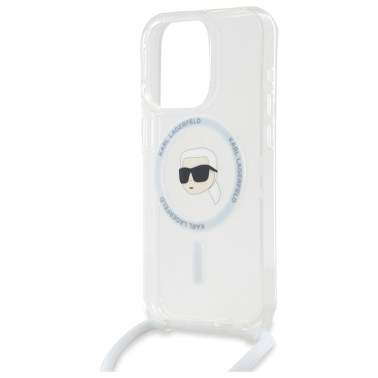 Funda MagSafe para Apple iPhone 16 Pro, Karl Lagerfeld, IML Crossbody Karl's Head, Transparente