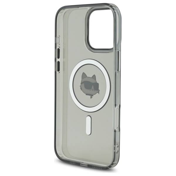 Funda MagSafe para Apple iPhone 16 Pro, Karl Lagerfeld, IML Metal Choupette's Head, Negra