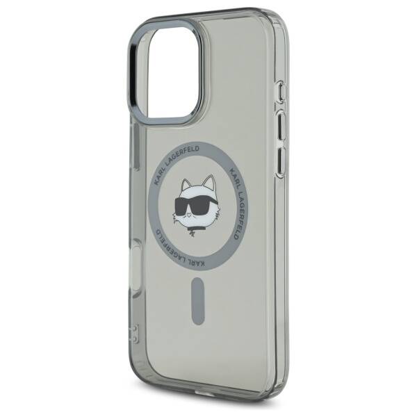 Funda MagSafe para Apple iPhone 16 Pro, Karl Lagerfeld, IML Metal Choupette's Head, Negra