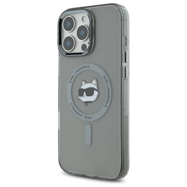Funda MagSafe para Apple iPhone 16 Pro, Karl Lagerfeld, IML Metal Choupette's Head, Negra