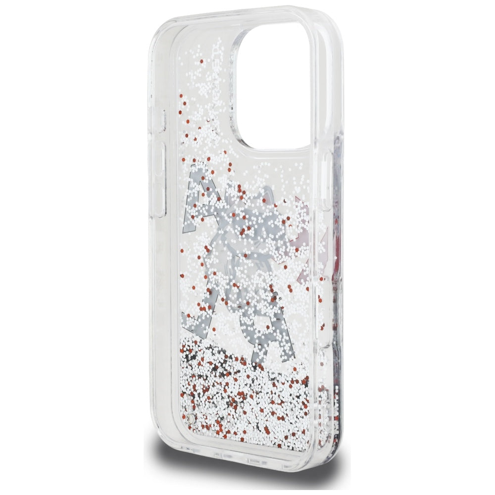 Funda MagSafe para Apple iPhone 16 Pro, Karl Lagerfeld, Liquid Glitter Choupette Logo, Transparente