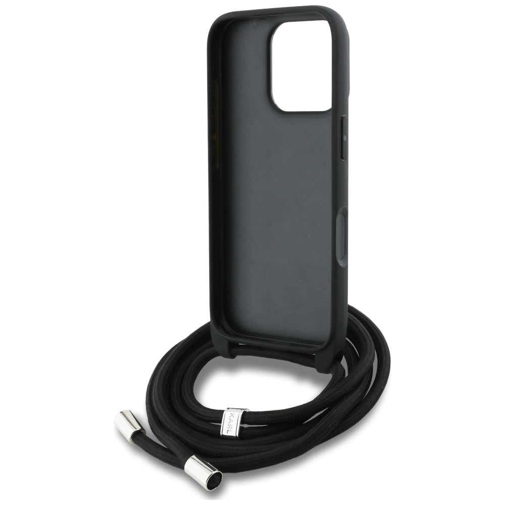 Funda MagSafe para Apple iPhone 16 Pro, Karl Lagerfeld, Saffiano Crossbody, Gris