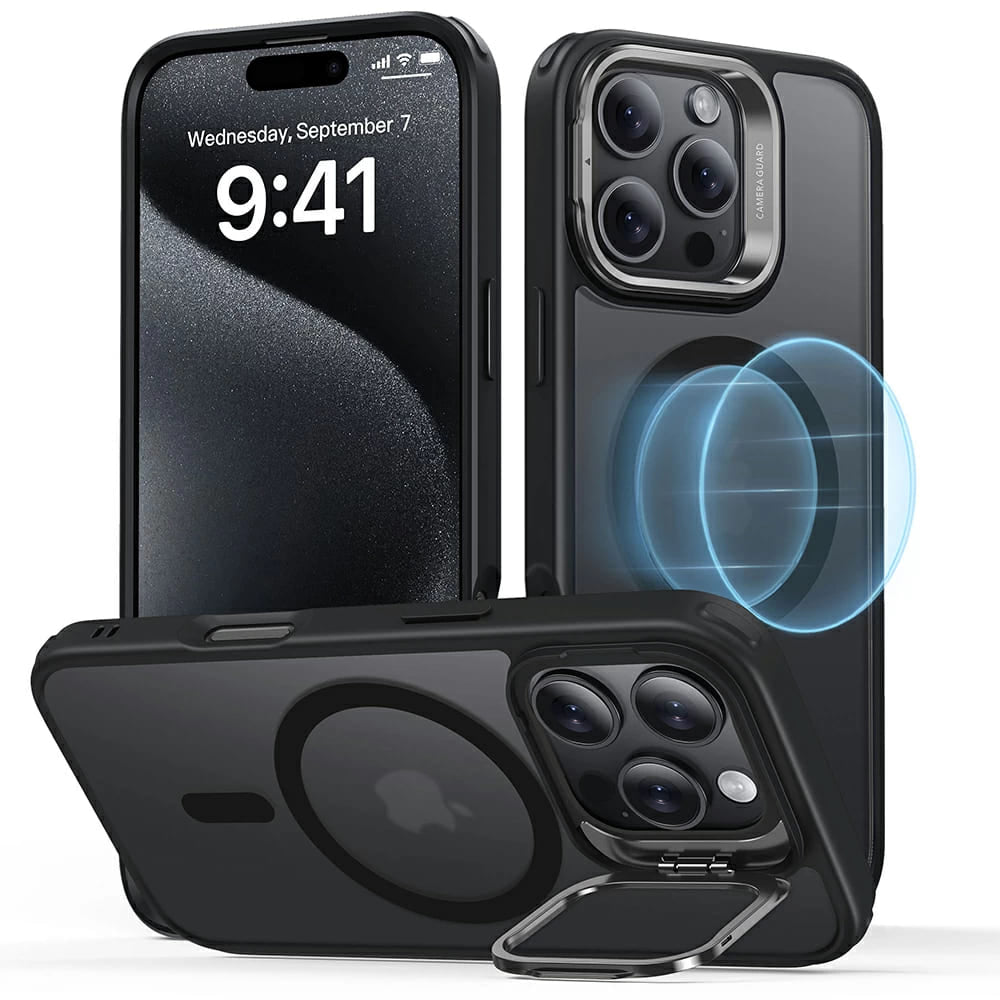 Funda MagSafe para Apple iPhone 16 Pro Max, ESR, Classic Hybrid Kickstand, Negra Satinada