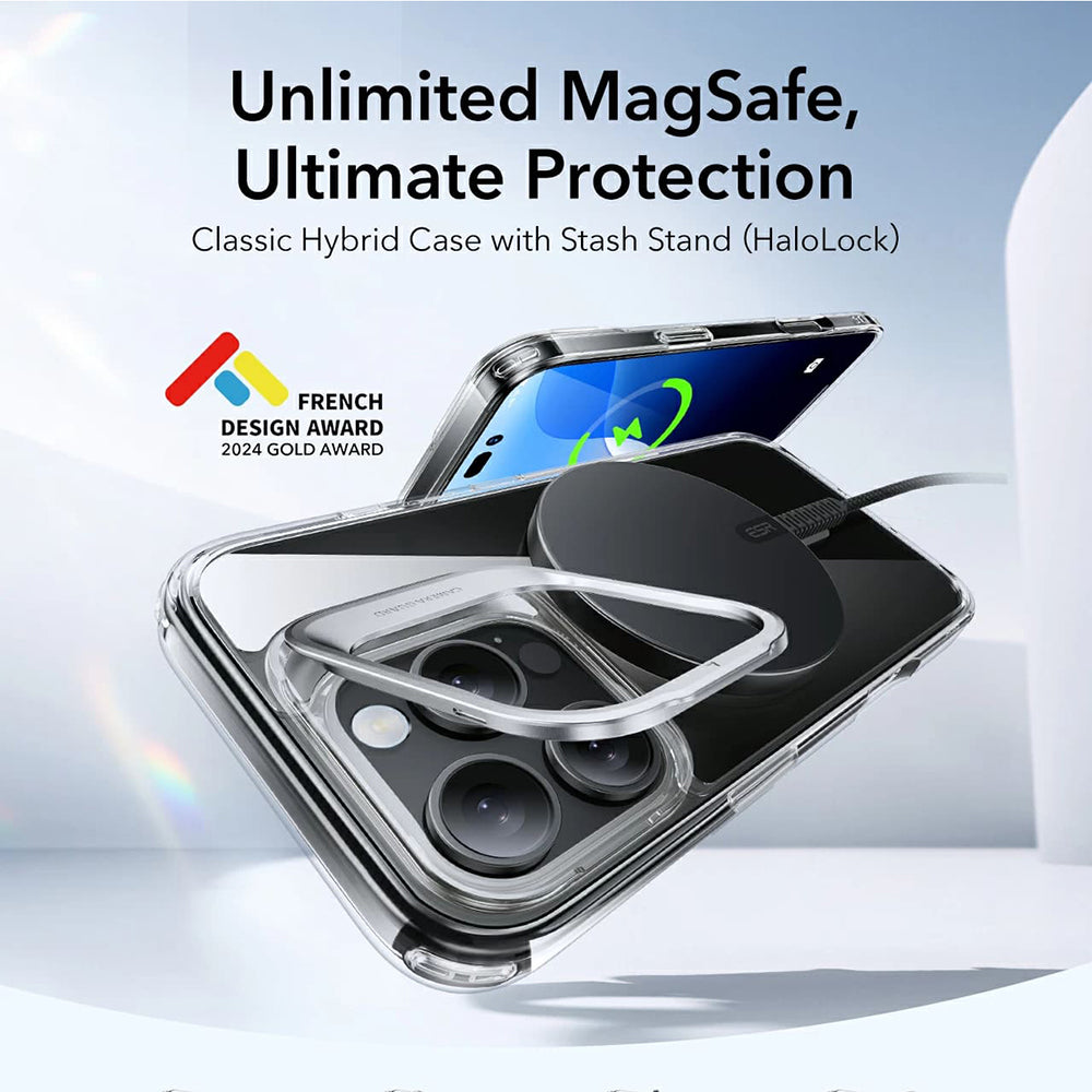 Funda MagSafe para Apple iPhone 16 Pro Max, ESR, Classic Hybrid Kickstand, Negra Satinada