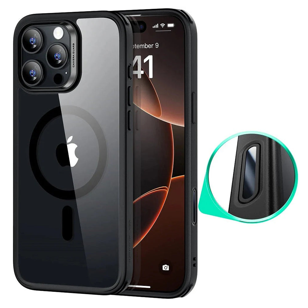 Funda MagSafe para Apple iPhone 16 Pro Max, ESR, Classic Hybrid Slide, Negra Transparente