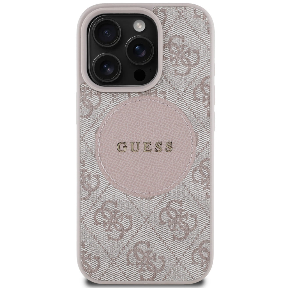 Funda MagSafe para Apple iPhone 16 Pro Max, Guess, 4G Circle Classic Logo, Rosa