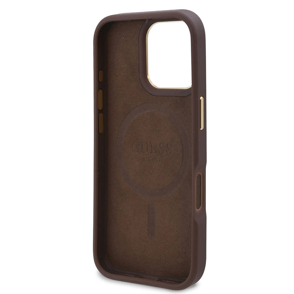 Funda MagSafe para Apple iPhone 16 Pro Max, Guess, 4G Logo Plate, Azul