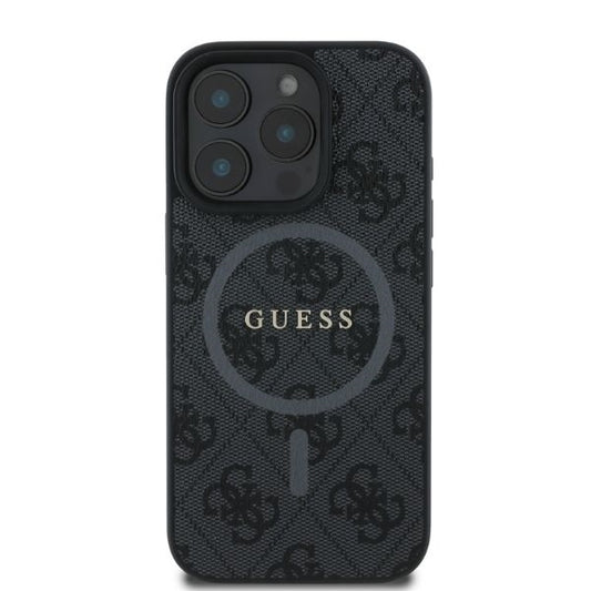 Funda MagSafe para Apple iPhone 16 Pro Max, Guess, 4G Ring Classic Logo, Negra
