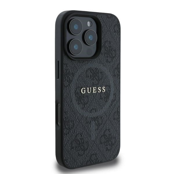 Funda MagSafe para Apple iPhone 16 Pro Max, Guess, 4G Ring Classic Logo, Negra