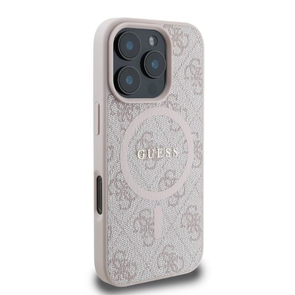 Funda MagSafe para Apple iPhone 16 Pro Max, Guess, 4G Ring Classic Logo, Rosa
