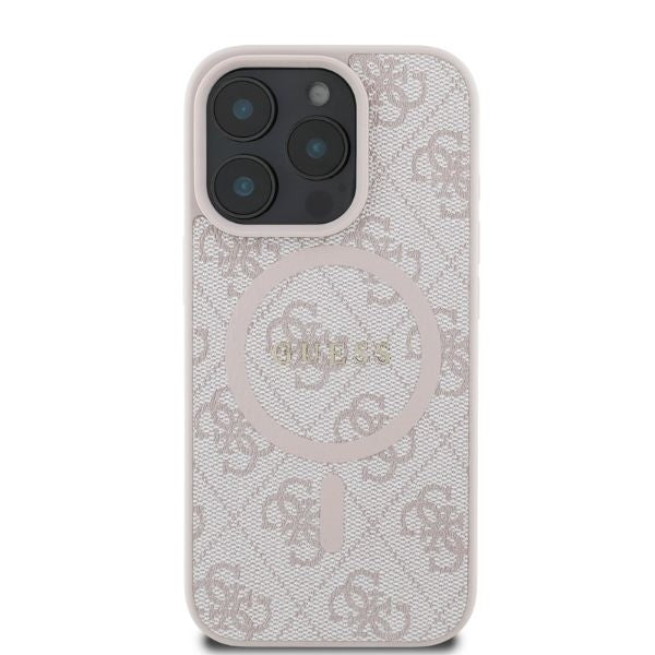Funda MagSafe para Apple iPhone 16 Pro Max, Guess, 4G Ring Classic Logo, Rosa