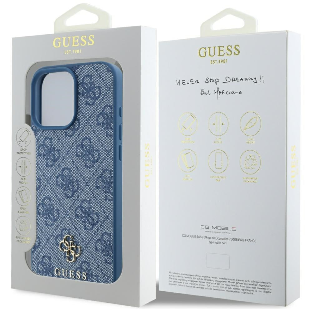 Funda MagSafe para Apple iPhone 16 Pro Max, Guess, 4G Small and Classic Logo, Azul
