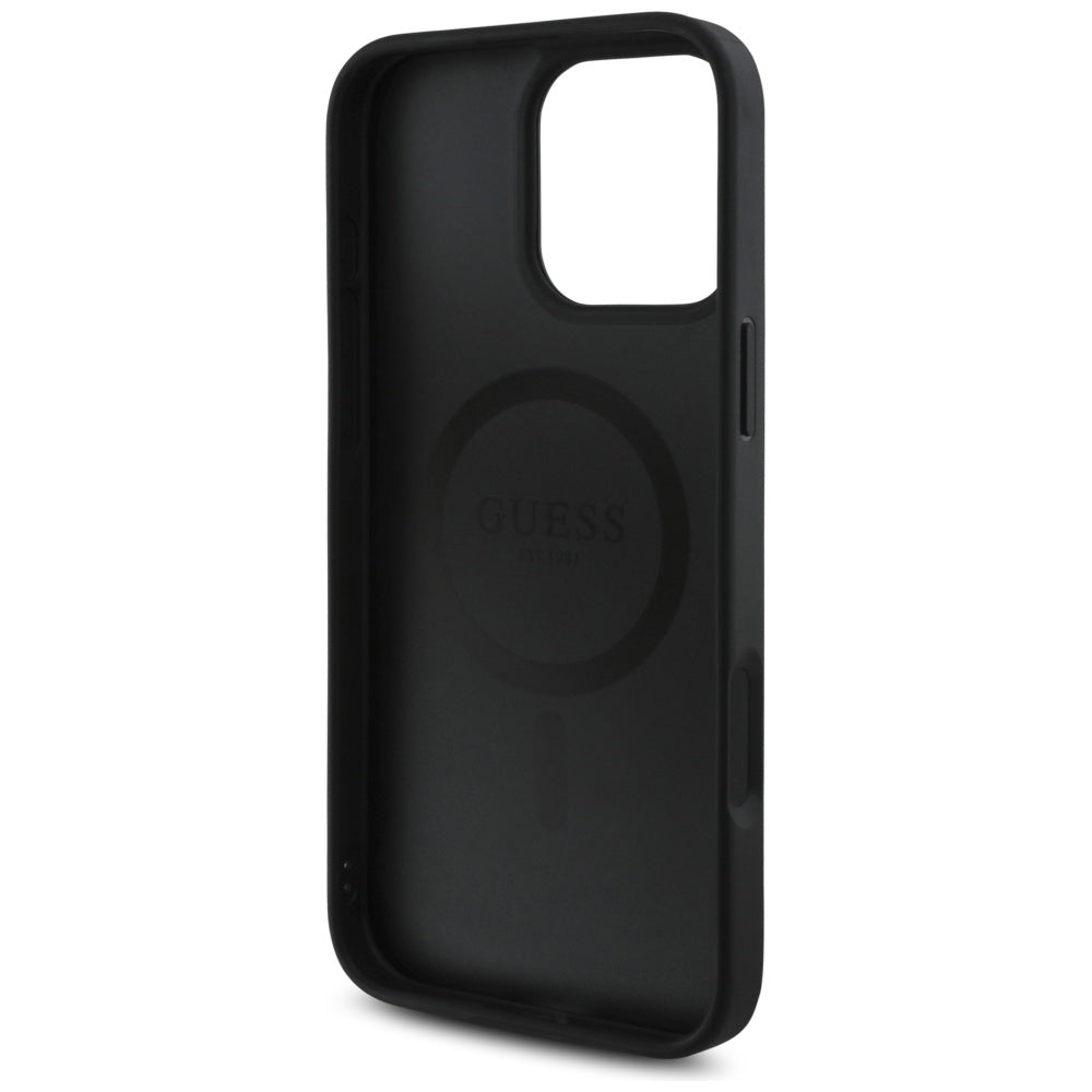 Funda MagSafe para Apple iPhone 16 Pro Max, Guess, 4G Small and Classic Logo, Negra