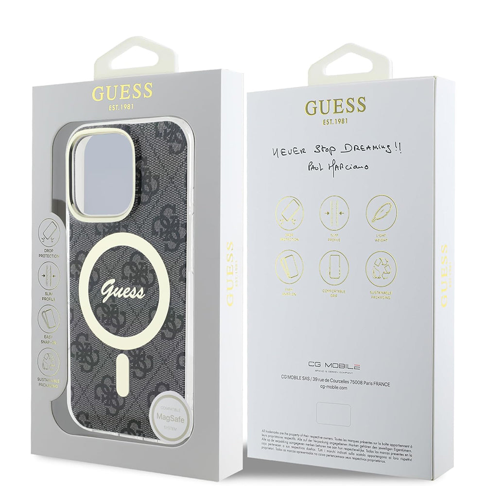 MagSafe Case for Apple iPhone 16 Pro Max, Guess, IML 4G, Black