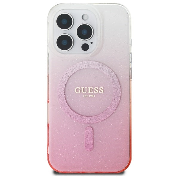 Funda MagSafe para Apple iPhone 16 Pro Max, Guess, IML Glitter Gradient, Rosa