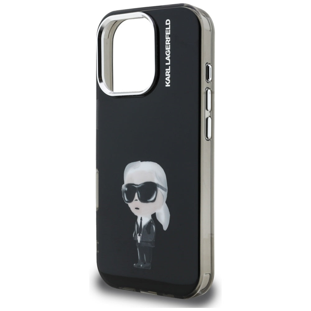 Funda MagSafe para Apple iPhone 16 Pro Max, Karl Lagerfeld, IML Aquarelle Logo Karl, Negra