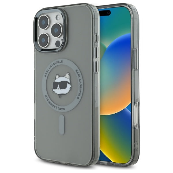 Funda MagSafe para Apple iPhone 16 Pro Max, Karl Lagerfeld, IML Metal Choupette's Head, Negra