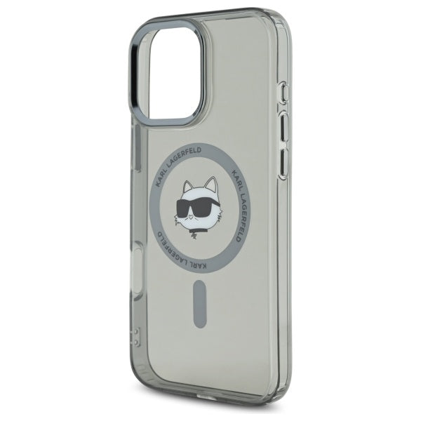 Funda MagSafe para Apple iPhone 16 Pro Max, Karl Lagerfeld, IML Metal Choupette's Head, Negra