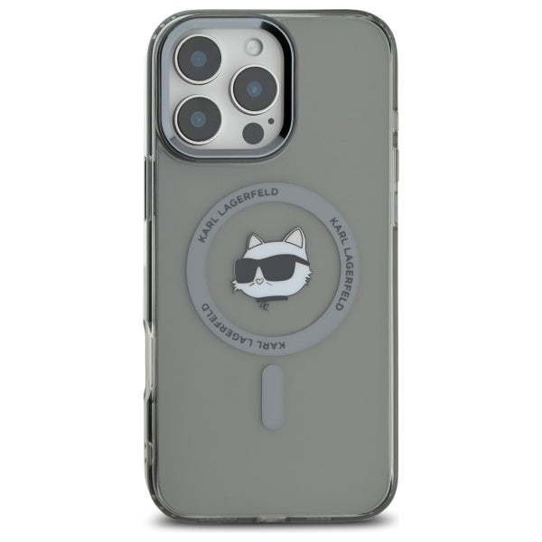 Funda MagSafe para Apple iPhone 16 Pro Max, Karl Lagerfeld, IML Metal Choupette's Head, Negra