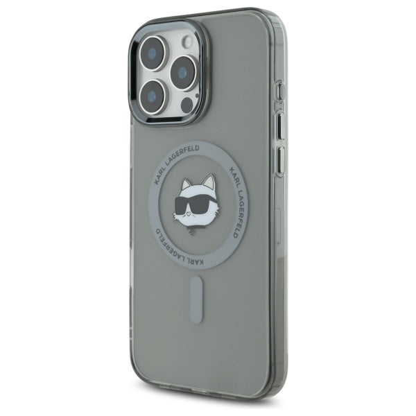 Funda MagSafe para Apple iPhone 16 Pro Max, Karl Lagerfeld, IML Metal Choupette's Head, Negra