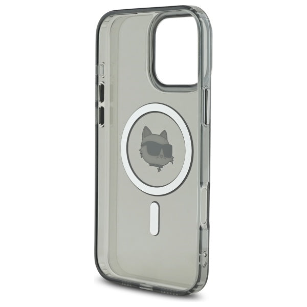 Funda MagSafe para Apple iPhone 16 Pro Max, Karl Lagerfeld, IML Metal Choupette's Head, Negra