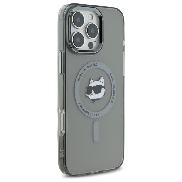 Funda MagSafe para Apple iPhone 16 Pro Max, Karl Lagerfeld, IML Metal Choupette's Head, Negra