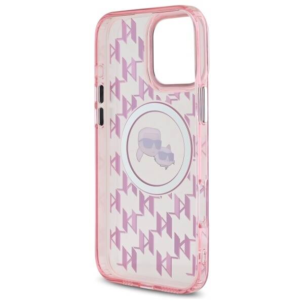 Funda MagSafe para Apple iPhone 16 Pro Max, Karl Lagerfeld, IML Monogram Karl & Choupette's Heads, Rosa