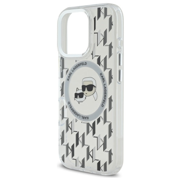 Funda MagSafe para Apple iPhone 16 Pro Max, Karl Lagerfeld, IML Monogram Karl & Choupette's Heads, Transparente