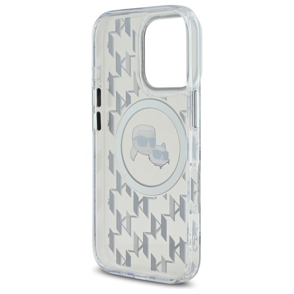 Funda MagSafe para Apple iPhone 16 Pro Max, Karl Lagerfeld, IML Monogram Karl & Choupette's Heads, Transparente