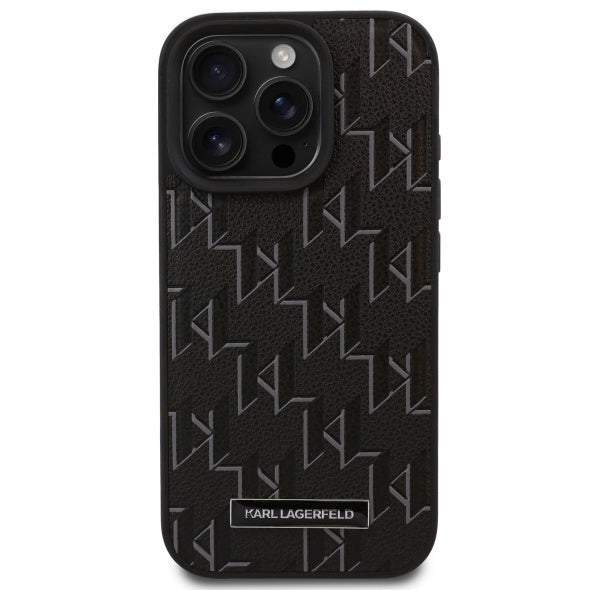 Funda MagSafe para Apple iPhone 16 Pro Max, Karl Lagerfeld, Monogram Metal Logo, Negra