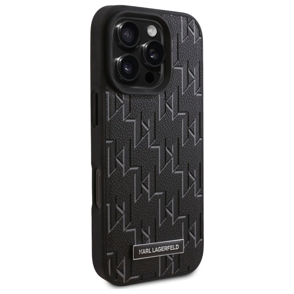 Funda MagSafe para Apple iPhone 16 Pro Max, Karl Lagerfeld, Monogram Metal Logo, Negra