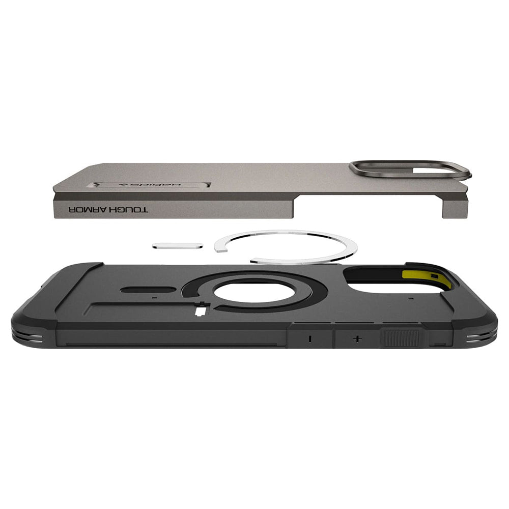 Funda MagSafe para Apple iPhone 16 Pro Max, Spigen, Tough Armor, Gris ACS08012