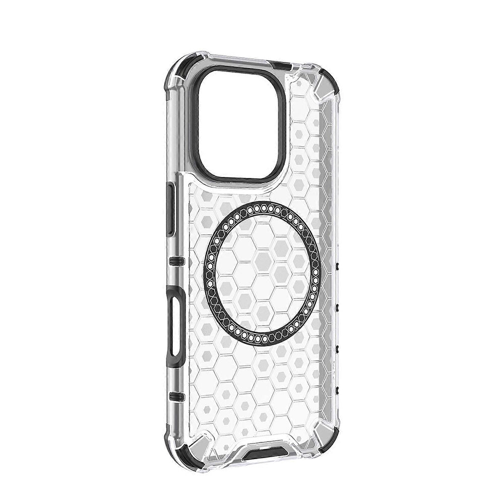 Funda MagSafe para Apple iPhone 16 Pro Max, Techsuit, HoneyComb Shield, Blanca