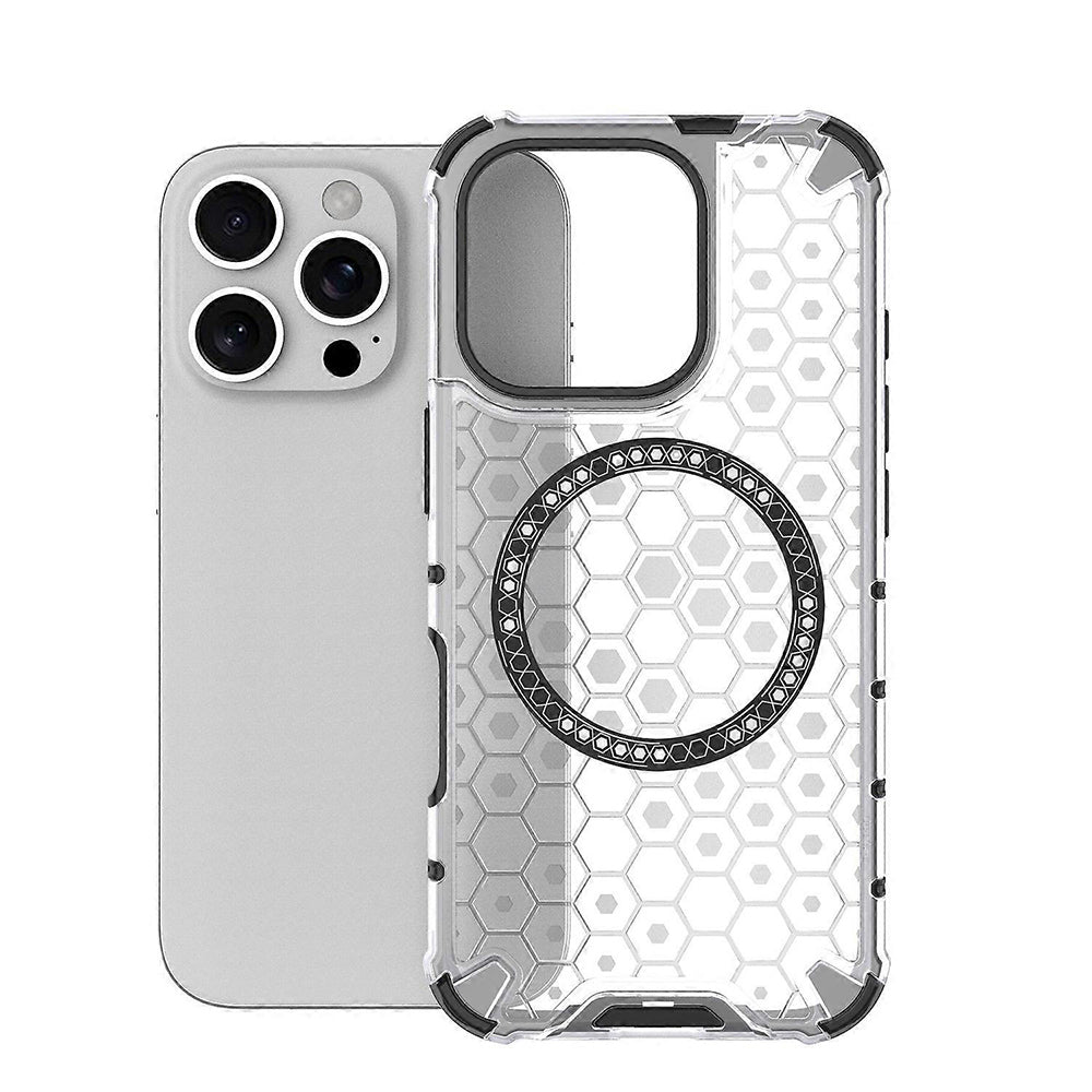 Funda MagSafe para Apple iPhone 16 Pro Max, Techsuit, HoneyComb Shield, Blanca