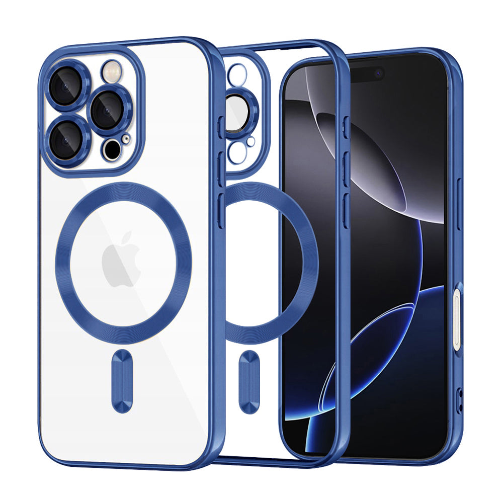 Funda MagSafe para Apple iPhone 16 Pro Max, Techsuit, Luxury Crystal, Azul Oscuro