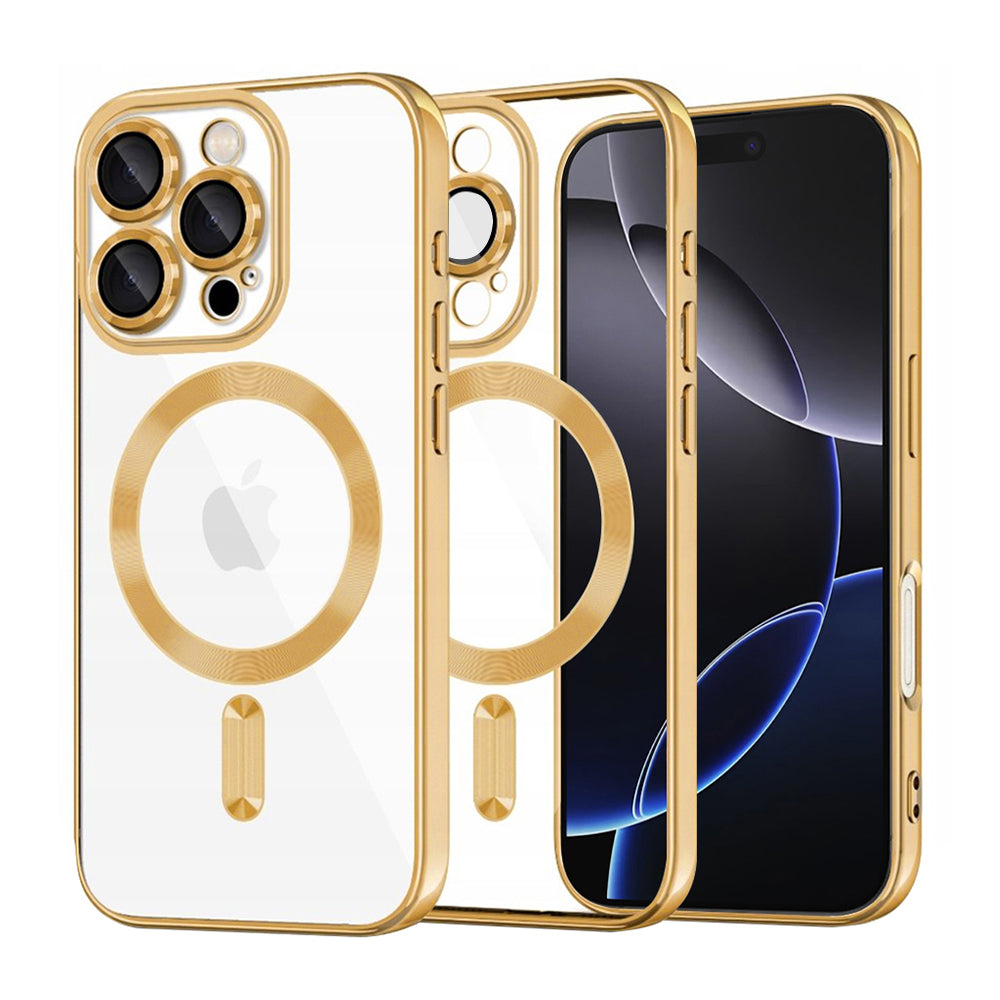 Funda MagSafe para Apple iPhone 16 Pro Max, Techsuit, Luxury Crystal, Dorada