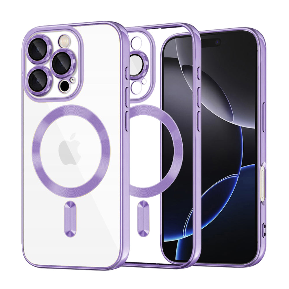 Funda MagSafe para Apple iPhone 16 Pro Max, Techsuit, Luxury Crystal, Morado Claro
