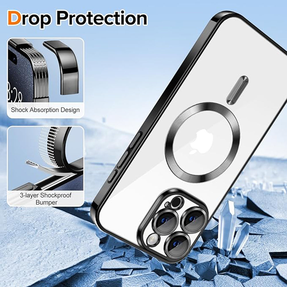 Funda MagSafe para Apple iPhone 16 Pro Max, Techsuit, Luxury Crystal, Negra