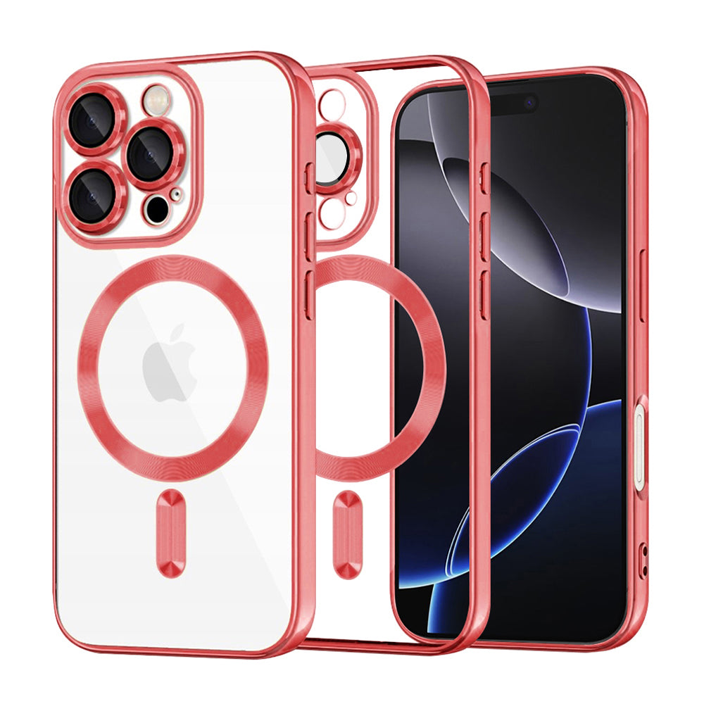 Funda MagSafe para Apple iPhone 16 Pro Max, Techsuit, Luxury Crystal, Roja