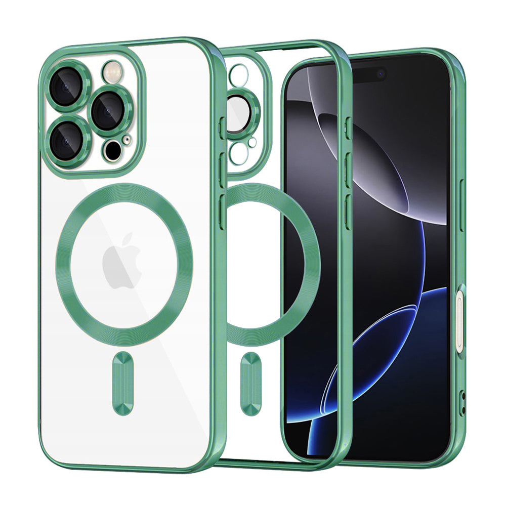 Funda MagSafe para Apple iPhone 16 Pro Max, Techsuit, Luxury Crystal, Verde Claro