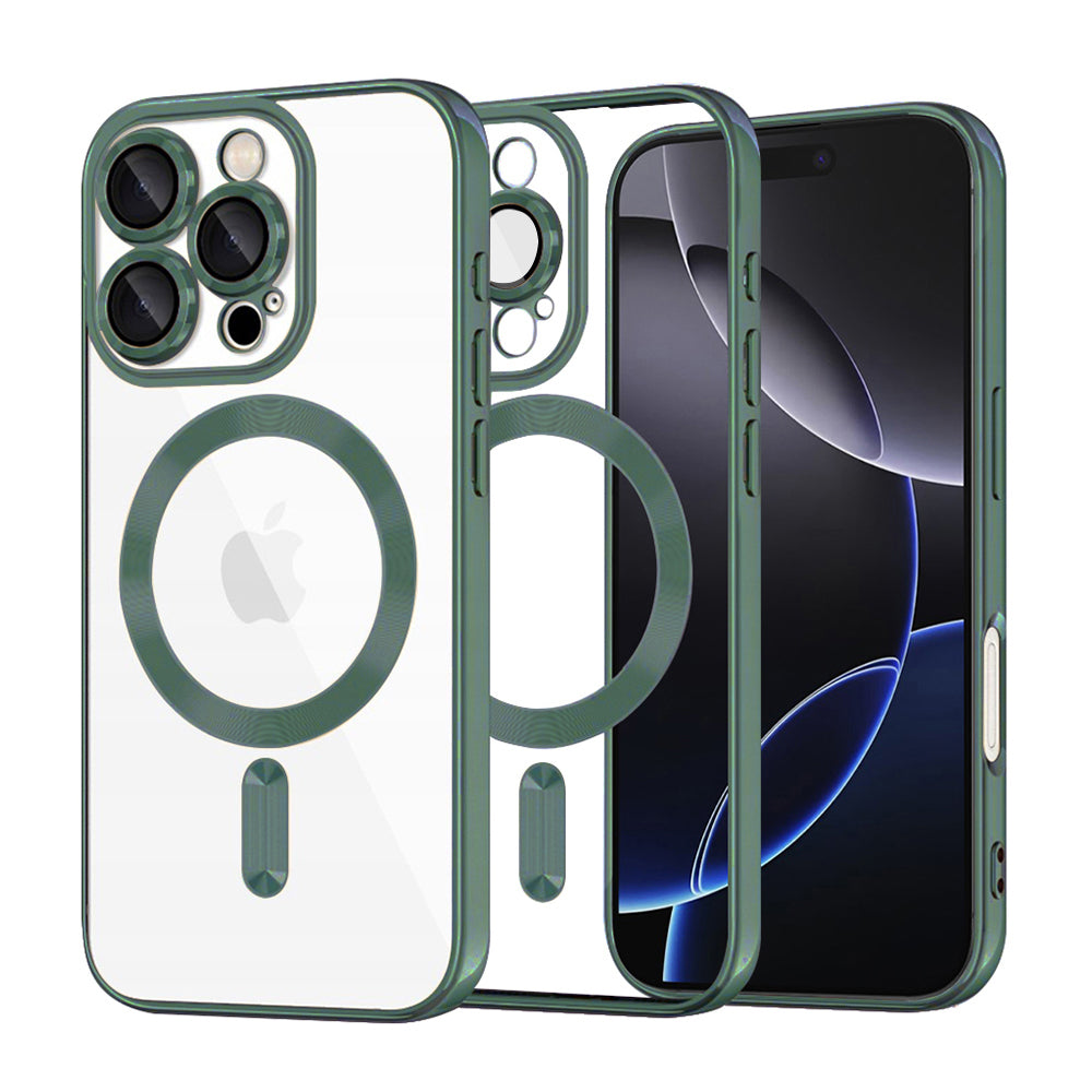 Funda MagSafe para Apple iPhone 16 Pro Max, Techsuit, Luxury Crystal, Verde Oscuro