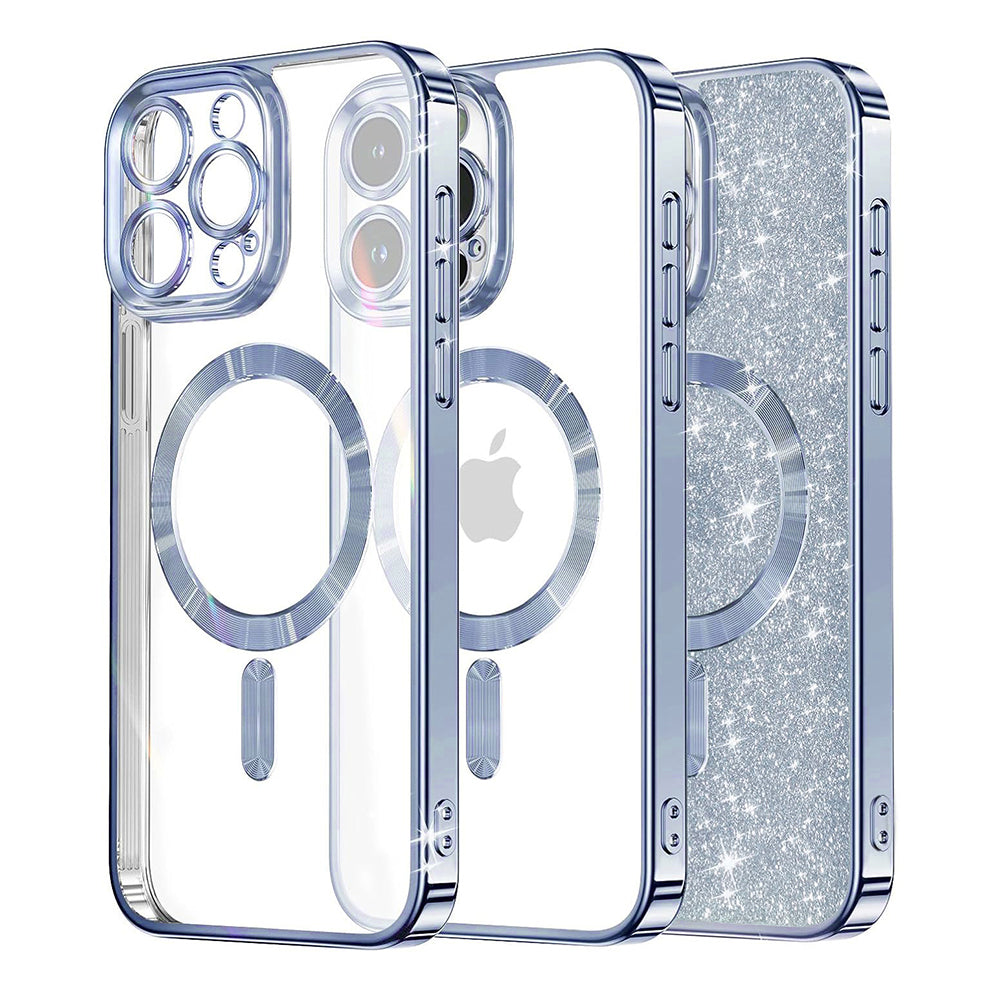 Funda MagSafe para Apple iPhone 16 Pro Max, Techsuit, Luxury Glitter, Azul