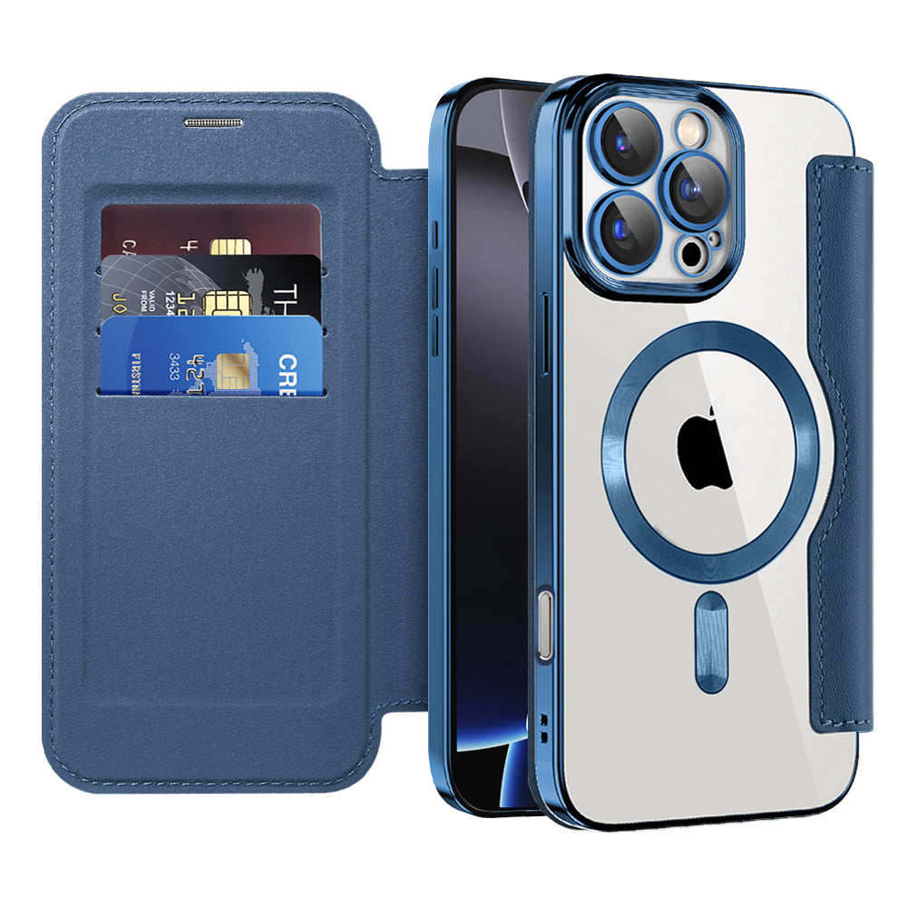 Funda MagSafe para Apple iPhone 16 Pro Max, Techsuit, SmartMag Book, Azul