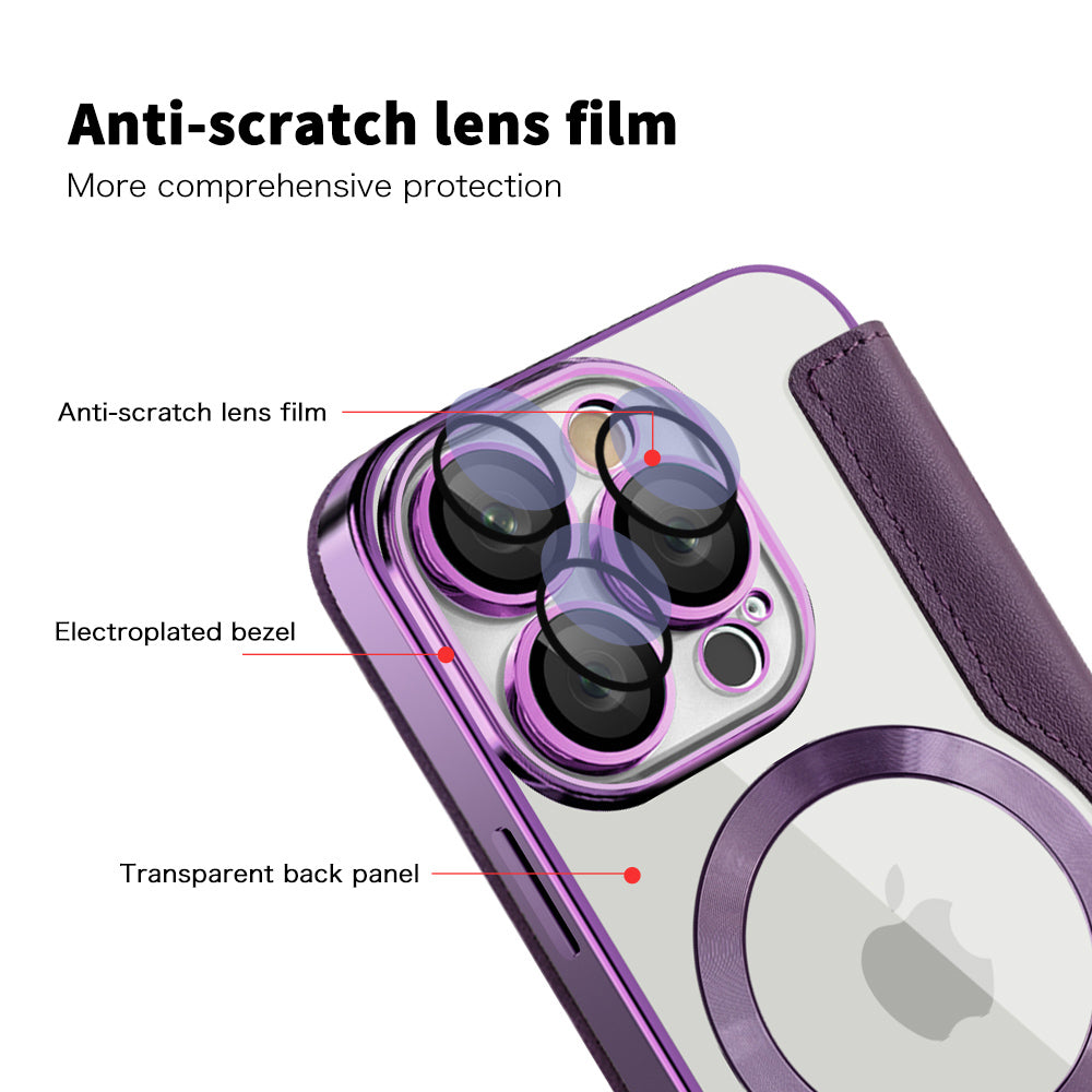 Funda MagSafe para Apple iPhone 16 Pro Max, Techsuit, SmartMag Book, Morado