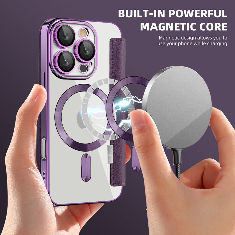 Funda MagSafe para Apple iPhone 16 Pro Max, Techsuit, SmartMag Book, Morado