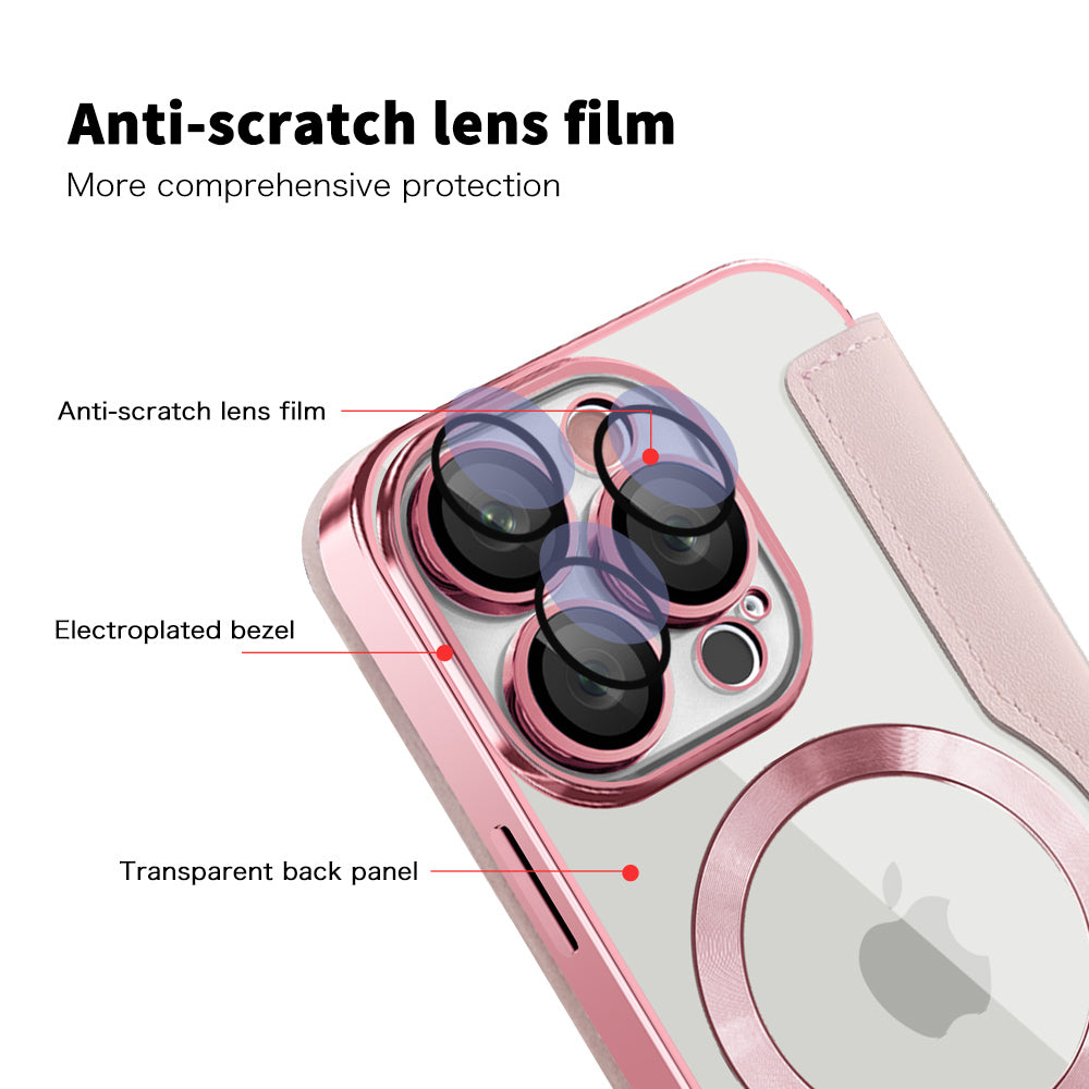 Funda MagSafe para Apple iPhone 16 Pro Max, Techsuit, SmartMag Book, Rosa