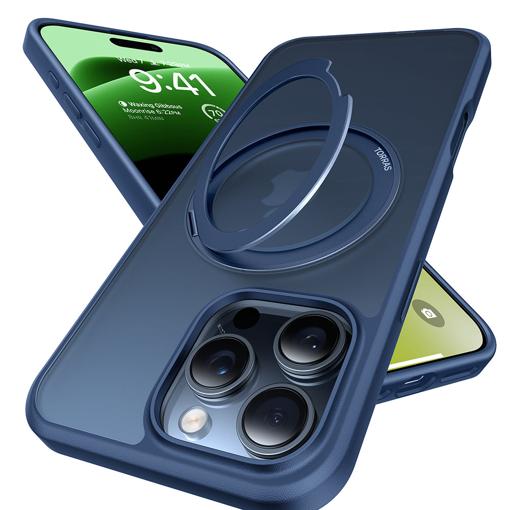 Funda MagSafe para Apple iPhone 16 Pro Max, Torras, Ostand Pro, Azul Marino.