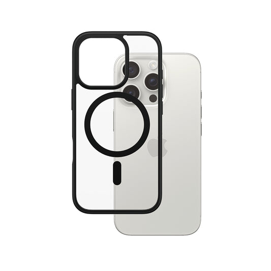 Funda MagSafe para Apple iPhone 16 Pro, PanzerGlass, Frame, Transparente Negra