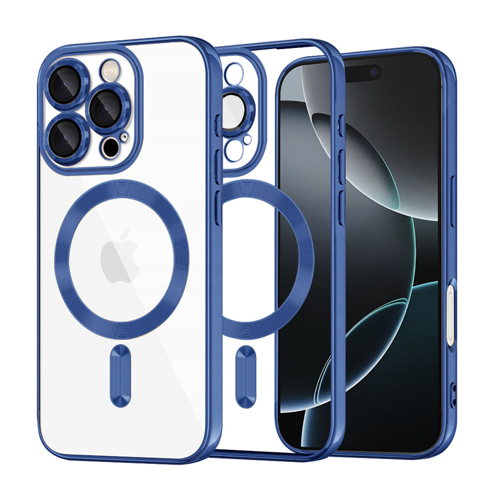 Funda MagSafe para Apple iPhone 16 Pro, Techsuit, Luxury Crystal, Azul Oscuro